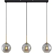 LINDBY hengelampe Hiwana, røykgrå, glass, 3 lyskilder