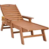 Vevor Sjeselongstol, 181 kg vektkapasitet, 6 posisjoner justerbar terrassestol, utendørs HDPE lenestol med ryggstøtte og koppholder, for basseng, terrasse, bakgård, plen, brun