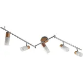 LINDBY downlight Christoph, 130 cm, 5 lyskilder, tre, glass