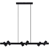 LINDBY hengelampe Savoli, 116 cm, svart, 6 lyskilder, stål