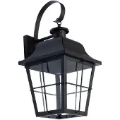 LINDBY utendørs vegglampe Mertollio, høyde 47 cm, svart, glass