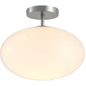LINDBY taklampe Sonika, Ø 40 cm, nikkelfarget, glass, E27