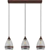 LINDBY pendellampe Millina, 70 cm, rustbrun, 3 lyskilder.