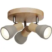 LINDBY Filiz spotlight, 3 lyskilder, Ø 20 cm, tre, betong, E14