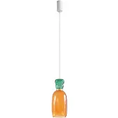 LUCANDE LED hengelampe Fay, oransje/mørkegrønn, glass, Ø 15 cm