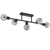 LINDBY taklampe Biscala, 5 lyskilder, svart/røyk, E14