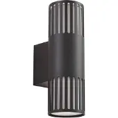 LINDBY utendørs vegglampe Lurinda, 2 lyskilder, svart, Ø10cm