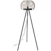 LINDBY gulvlampe E27, svart, tre, 159 cm høy, E27