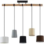 LINDBY hengelampe Amilia, stoff, 5 lyskilder, grå/beige, E27