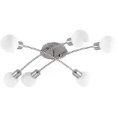 LINDBY Agmar taklampe, nikkelfarget, glass, 6 lyskilder, E14