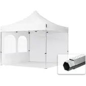 TOOLPORT 3x3 m aluminium, pop up partytelt, 2 sidepaneler, hvit