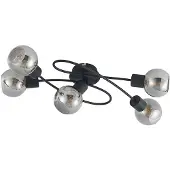 LINDBY taklampe Elaina, 66 cm, 5 lyskilder, svart/røyk, E14