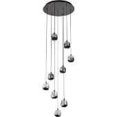 LUCANDE LED-hengelampe Hayley, svart, 9 lyskilder, glass