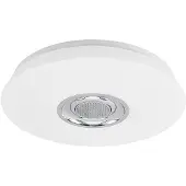 LINDBY LED-taklampe Elpida, høyttaler, hvit, Ø 39cm