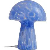LINDBY Hubi bordlampe, blå, glass, Ø 22 cm, soppform