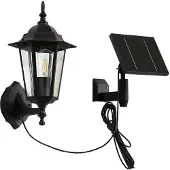 LINDBY LED-solcellelampe Sayata, svart, aluminium, lykt