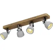 LINDBY Spot Mitis, 70 cm, 4 lyskilder, grå, tre, betong, GU10