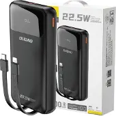 Dudao K15Pro 20000mAh Power Bank 22.5W PD USB-C/USB-A med Lightning & USB-C-kabler - Svart
