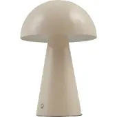 LINDBY Nevijo LED-bordlampe med batteri, beige, Ø 20 cm, USB, dimmer