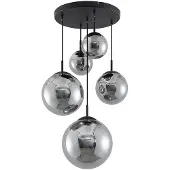 LINDBY hengelampe Teeja, smoke, 5 lyskilder, Ø50cm, glass, E27