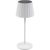 LINDBY LED-batteridrevet bordlampe Esali, hvit, riller, 29 cm