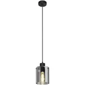 LINDBY hengelampe Kourtney, Ø 15 cm, svart/grå, glass, E27