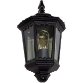LINDBY utendørs vegglampe Lieva, høyde 44 cm, svart, glass