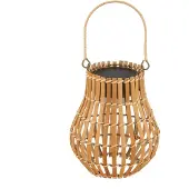 LINDBY LED-solcelledrevne terrasselamper Amaria, bambus, Ø 18 cm