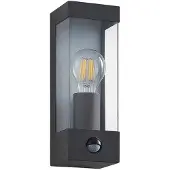 LINDBY utendørs vegglampe Tilian, sensor, høyde 25 cm, antrasitt