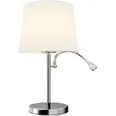 LINDBY bordlampe Benjiro, hvit, tekstil, leselampe, 52 cm