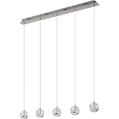 LUCANDE LED-pendellampe Hayley, 96 cm, 5 lyskilder, krom, glass