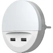 Osram LED-stikkontaktnattlampe LUNETTA USB, hvit, Ø 9 cm