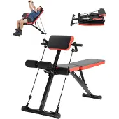 Vevor multifunksjonell vektbenk for fullkroppstrening, romersk stol hyperextensjonsbenk, 770 lbs justerbar og sammenleggbar utstyr for ryggarm kjerne mageøvelse, sit up treningsmaskin for hjemmegym