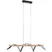LINDBY LED-hengelampe Spiraali, svart, tre, lengde 95 cm