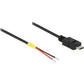 DeLOCK 85541 USB 2.0-strømkabel, Micro-B-plugg til 2 åpne kabelender, 20 cm