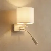 Argon Bilo vegglampe, beige, tekstil, 2 lyskilder, leselampe