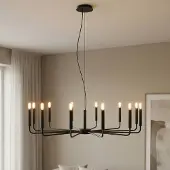 Euluna Lysekrone ORTO B, svart, metall, Ø 103 cm, 12 lyskilder