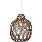 Good hengelampe Mendoza, natur/rød, Ø 40 cm, bambus