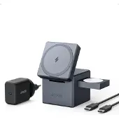 Anker 3-in-1 Cube - Trådløst ladestativ - med MagSafe + AC-strømadapter - 15 watt - MFI-sertifisert - svart