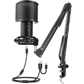 Fifine teknologisett: kondensatormikrofon T683 svart (svart) + HOLDER + POP-FILTER
