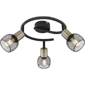 Globo Taklampe Fiastra, svart/antikk messing 3 lysk