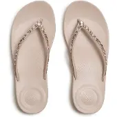 FitFlop for woman. JC8-D46 Nude iQushion Multi-Crystal Ergonomic Flip Flops (36), Flat, None, Beachwear