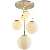 LINDBY hengelampe Heleska, hvit, glass, 5 lyskilder, Ø 50 cm