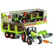 Leantoys traktor med tilhenger for tre 43 cm