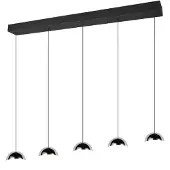 Reality LED-hengelampe Senta, krom, lengde 114 cm, 4 000 K, 5 lyskilder.