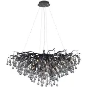 Paul Neuhaus Lysekrone, svart, hengende i glass, lengde 100 cm