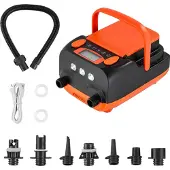 Vevor 20PSI padlebrettpumpe, oppladbar batteridrevet, to-trinns oppblåsing og tømming SUP-luftpumpe med automatisk avstenging, 12V DC bilkontakt og LED-lys, ideell for oppblåsbare båter, telt og madra