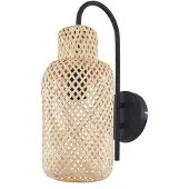 LINDBY Venora vegglampe, høyde 43 cm, svart, tre, bambus