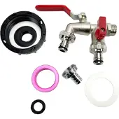 INF IBC-tømventil - 4-veis adapterhette med aluminiumskran