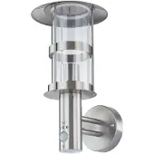LINDBY utendørs vegglampe Noemi, sensor, grå, stål, 34 cm